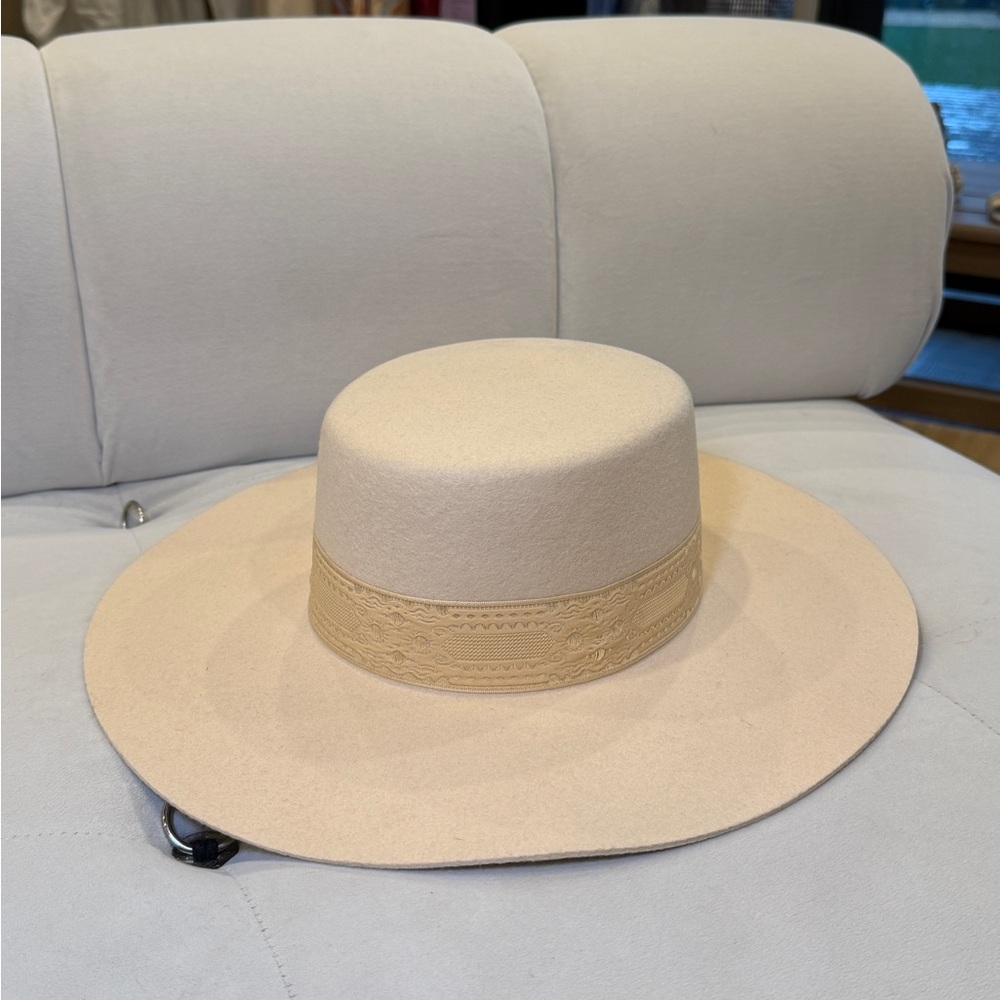 Lack Of Color Cream Fedora Hat with Grosgrain Ribbon